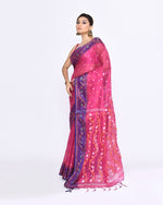 Thumbnail for Piyari Fashion Women's Pink Zari Cotton Tissue Jamdani Saree