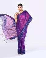 Thumbnail for Piyari Fashion Women's Pink Blue Zari Cotton Tissue Jamdani Saree