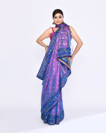 Thumbnail for Piyari Fashion Women's Pink Blue Zari Cotton Tissue Jamdani Saree