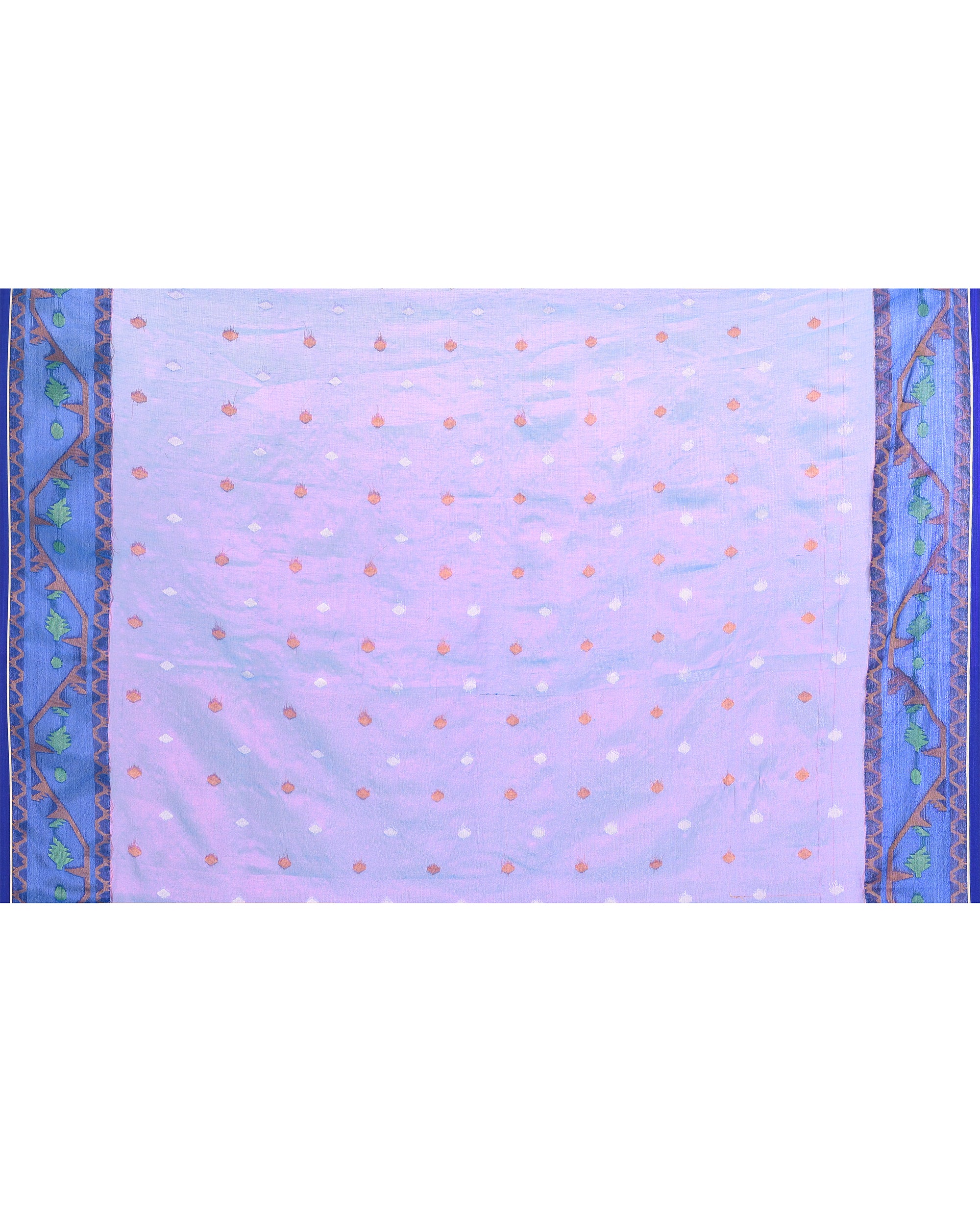 Piyari Fashion Women's Pink Blue Zari Cotton Tissue Jamdani Saree