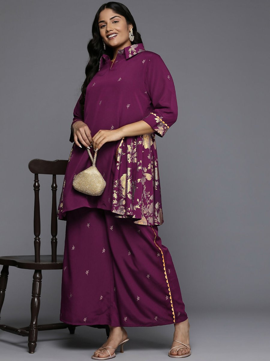 Ahalyaa Women's Traditional wear Co-ords - Purple - Distacart