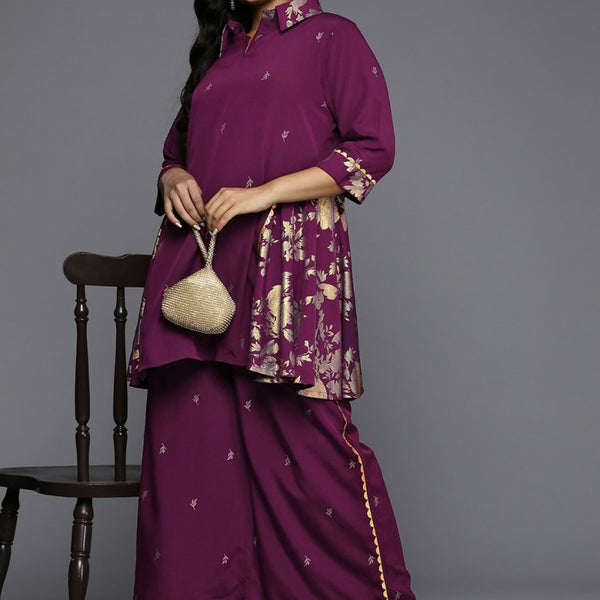 Ahalyaa Women's Traditional wear Co-ords - Purple - Distacart