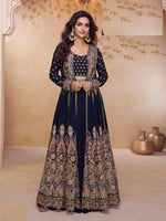 Thumbnail for Aarshi Fashions Navy Blue Shimmer Wedding Gowns