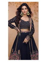 Thumbnail for Aarshi Fashions Navy Blue Shimmer Wedding Gowns