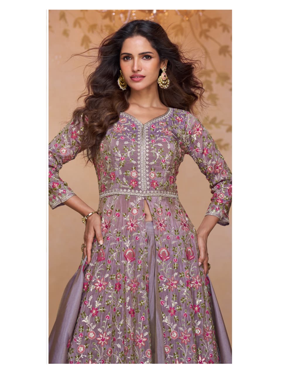 Aarshi Fashions Purple Shimmer Wedding Gowns - Distacart