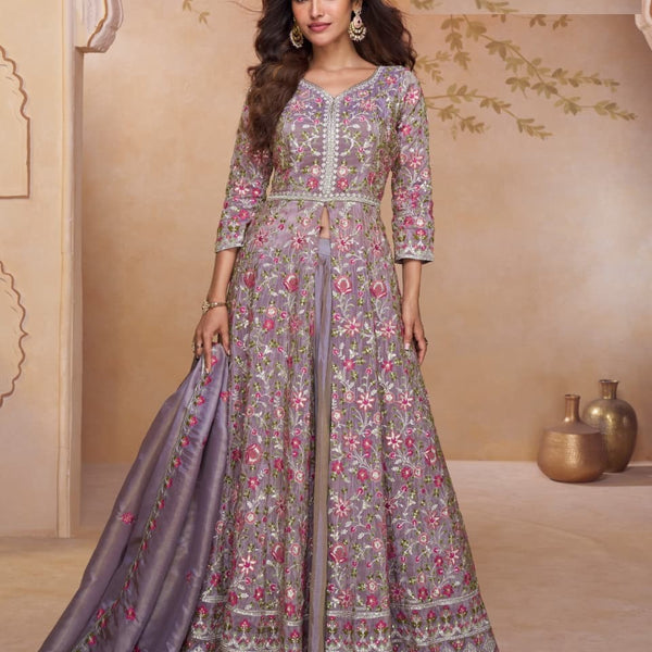 Aarshi Fashions Purple Shimmer Wedding Gowns