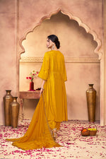 Thumbnail for BulBul Praniti Muslin Mustard Kurta Set with Dupatta