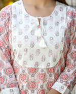 Thumbnail for Kaajh Women's White Cotton Mirror Work Kurta Pant Set With Dupatta - Distacart