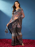 Thumbnail for NOZ2TOZ Women's Georgette Black Embellished Designer Saree With Blouse Piece - Distacart