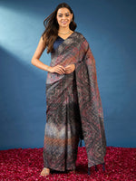 Thumbnail for NOZ2TOZ Women's Georgette Black Embellished Designer Saree With Blouse Piece - Distacart
