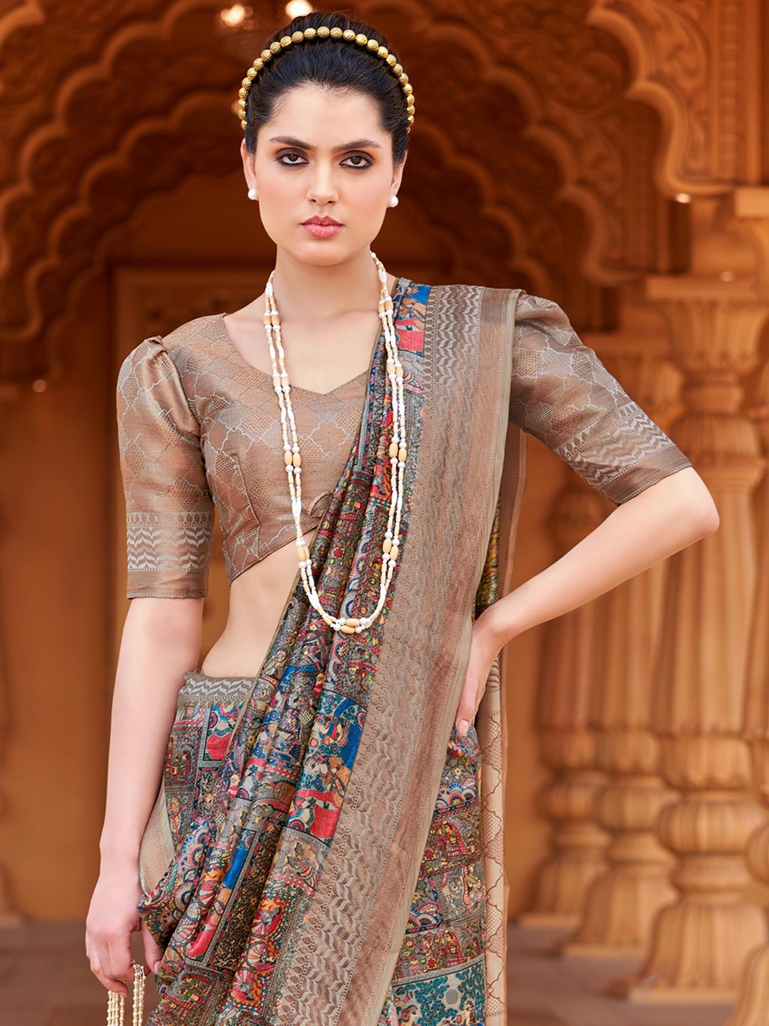 NOZ2TOZ Women's Silk Blend Multi Color Woven Design Designer Saree With Blouse Piece - Distacart