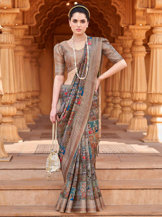 NOZ2TOZ Women's Silk Blend Multi Color Woven Design Designer Saree With Blouse Piece - Distacart