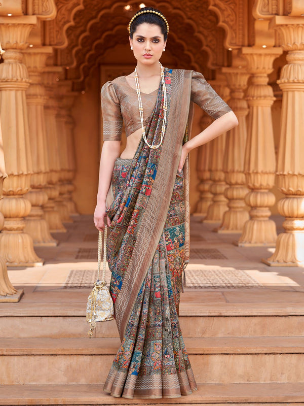 NOZ2TOZ Women's Silk Blend Multi Color Woven Design Designer Saree With Blouse Piece - Distacart