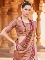 Thumbnail for NOZ2TOZ Women's Silk Blend Pink Woven Design Designer Saree With Blouse Piece - Distacart