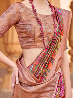 Thumbnail for NOZ2TOZ Women's Silk Blend Pink Woven Design Designer Saree With Blouse Piece - Distacart