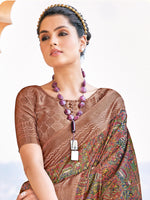 Thumbnail for NOZ2TOZ Women's Silk Blend Brown Woven Design Designer Saree With Blouse Piece - Distacart