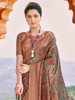 Thumbnail for NOZ2TOZ Women's Silk Blend Brown Woven Design Designer Saree With Blouse Piece - Distacart