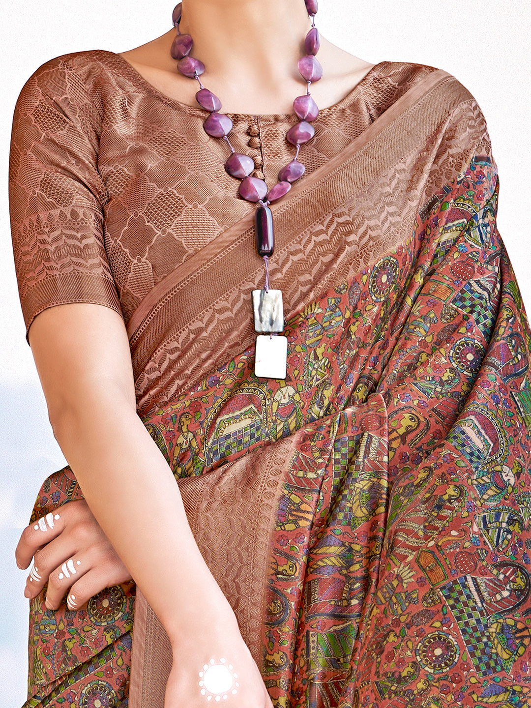 NOZ2TOZ Women's Silk Blend Brown Woven Design Designer Saree With Blouse Piece - Distacart