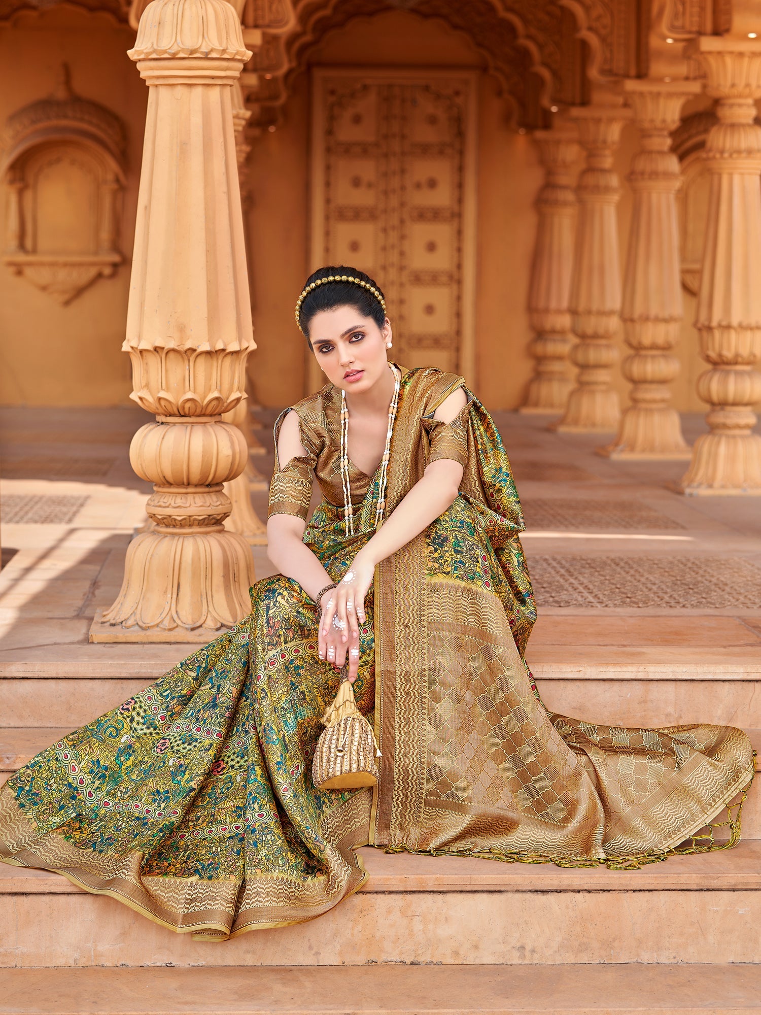 NOZ2TOZ Women's Silk Blend Yellow Woven Design Designer Saree With Blouse Piece - Distacart