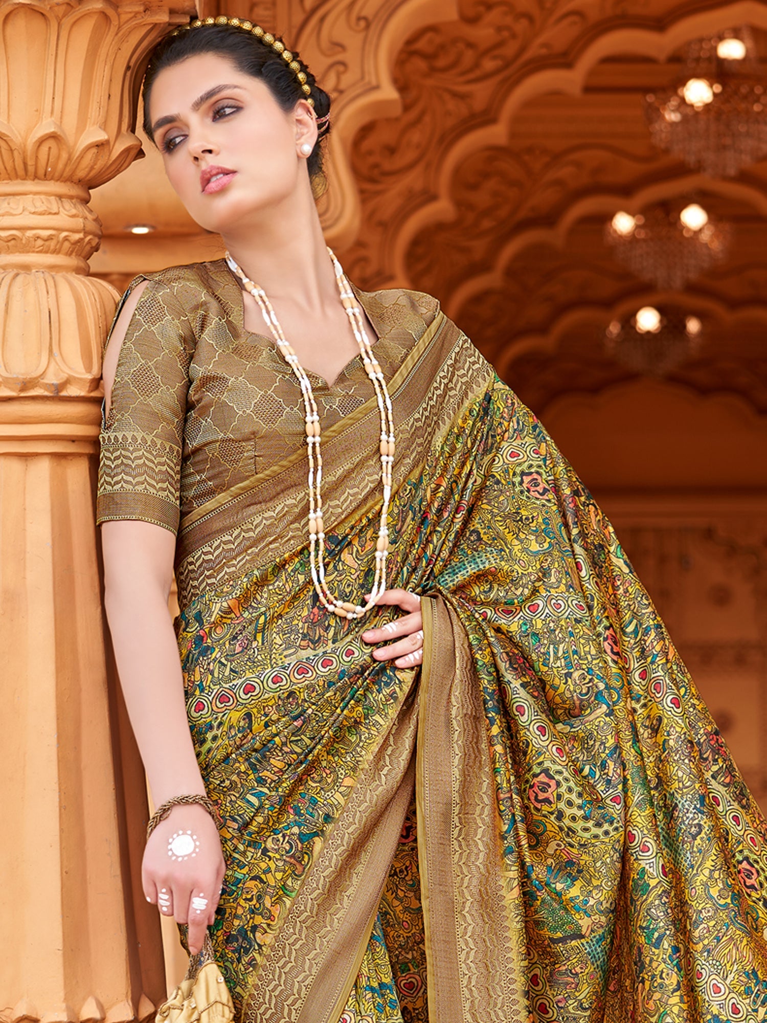 NOZ2TOZ Women's Silk Blend Yellow Woven Design Designer Saree With Blouse Piece - Distacart