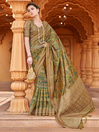 NOZ2TOZ Women's Silk Blend Yellow Woven Design Designer Saree With Blouse Piece - Distacart