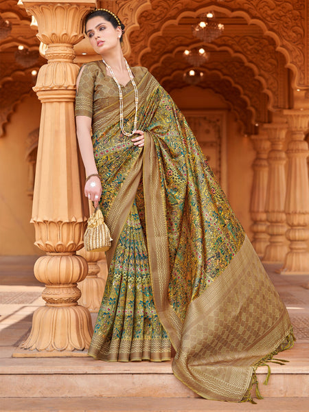 NOZ2TOZ Women's Silk Blend Yellow Woven Design Designer Saree With Blouse Piece - Distacart