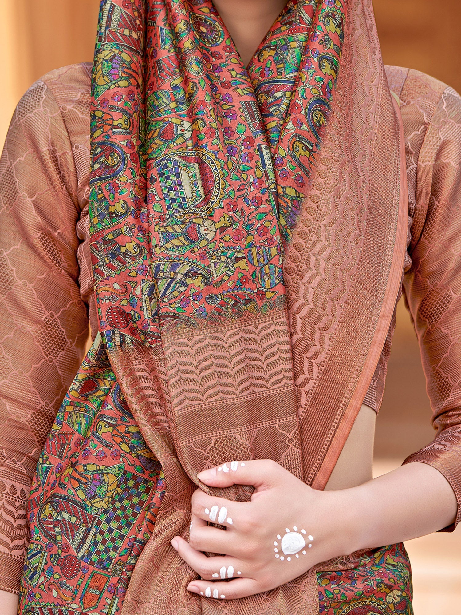 NOZ2TOZ Women's Silk Blend Rose Gold Woven Design Designer Saree With Blouse Piece - Distacart