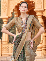 Thumbnail for NOZ2TOZ Women's Silk Blend Green Woven Design Designer Saree With Blouse Piece - Distacart