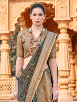 Thumbnail for NOZ2TOZ Women's Silk Blend Green Woven Design Designer Saree With Blouse Piece - Distacart