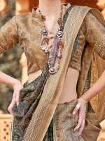 Thumbnail for NOZ2TOZ Women's Silk Blend Green Woven Design Designer Saree With Blouse Piece - Distacart