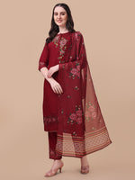 Thumbnail for Embroidered Kurta With Pant & Dupatta Set, Multicolor - Hiral Fashion - Distacart