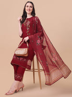 Thumbnail for Embroidered Kurta With Pant & Dupatta Set, Multicolor - Hiral Fashion - Distacart