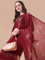 Thumbnail for Embroidered Kurta With Pant & Dupatta Set, Multicolor - Hiral Fashion - Distacart