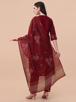 Thumbnail for Embroidered Kurta With Pant & Dupatta Set, Multicolor - Hiral Fashion - Distacart