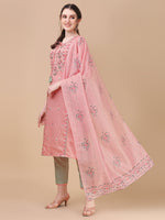 Thumbnail for Pink Embroidered Kurta Pant & Dupatta Set, Multicolor - Hiral Fashion - Distacart