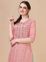 Thumbnail for Pink Embroidered Kurta Pant & Dupatta Set, Multicolor - Hiral Fashion - Distacart