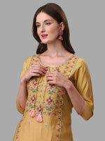 Thumbnail for Yellow Embroidered Kurta Pant & Dupatta Set, Multicolor - Hiral Fashion - Dista