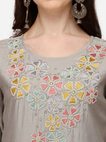 Thumbnail for Hand Embroidered Kurta With Pant & Printed Dupatta Set, Multicolor - Hiral Fashion - Distacart