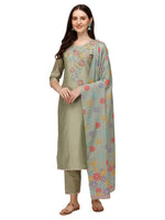 Thumbnail for Hand Embroidered Kurta With Pant & Printed Dupatta, Multicolor - Hiral Fashion - Dista