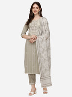 Thumbnail for Floral Embroidered & Thread Work Kurta With Pant & Dupatta Set, Multicolor - Hiral Fashion - Distacart