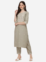 Thumbnail for Floral Embroidered & Thread Work Kurta With Pant & Dupatta Set, Multicolor - Hiral Fashion - Distacart