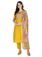Thumbnail for Embroidered Kurta With Pant & Printed Dupatta Set, Multicolor - Hiral Fashion - Distacart