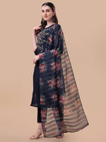 Thumbnail for Hand Embroidered Kurta With Pant And Printed Dupatta Set, Multicolor - Hiral Fashion - Distacart