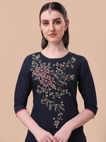 Thumbnail for Hand Embroidered Kurta With Pant And Printed Dupatta Set, Multicolor - Hiral Fashion - Distacart