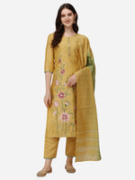 Thumbnail for Embroidered Kurta With Pant & Dupatta Set, Multicolor - Hiral Fashion - Dista