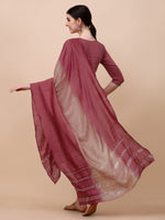 Thumbnail for Hand Embroidered Pink Chanderi Kurta With Pant & Dupatta Set Premium, Multicolor - Hiral Fashion - Distacart