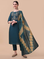 Thumbnail for Embroidered Kurta With Pant& Dupatta Set, Multicolor - Hiral Fashion - Distacart