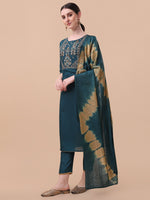 Thumbnail for Embroidered Kurta With Pant& Dupatta Set, Multicolor - Hiral Fashion - Distacart