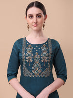 Thumbnail for Embroidered Kurta With Pant& Dupatta Set, Multicolor - Hiral Fashion - Distacart
