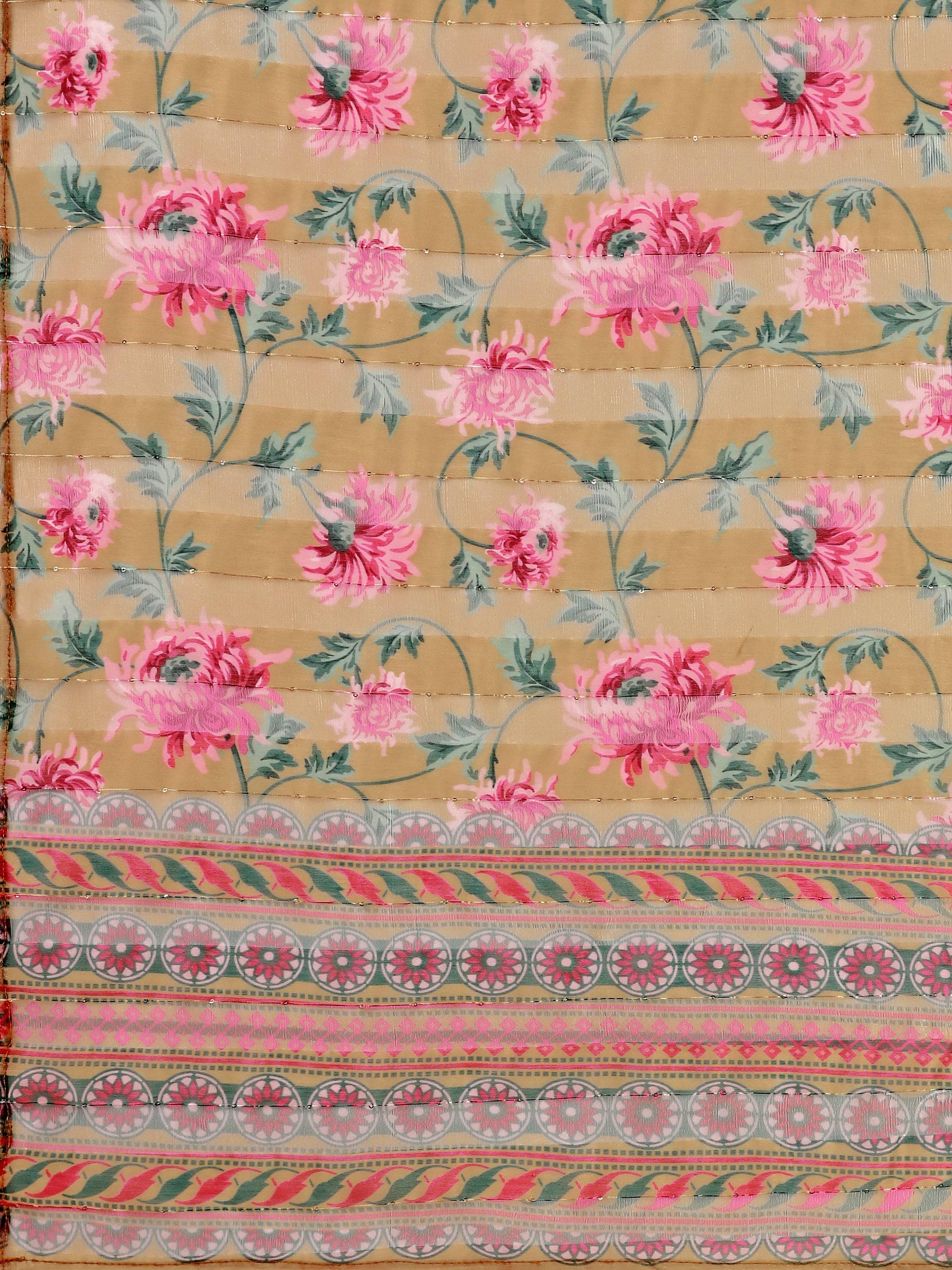Embroidered Kurta With Pant & Printed Dupatta Set, Multicolor - Hiral Fashion - Dista